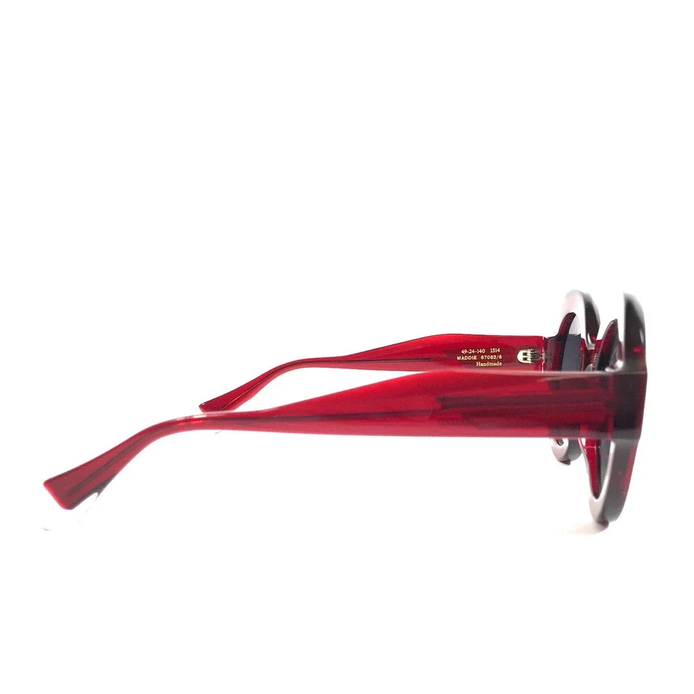 Gigi Studios Sunglasses MADDIE 67063/6 Red Round Frames w/ Blue Gradient Lenses